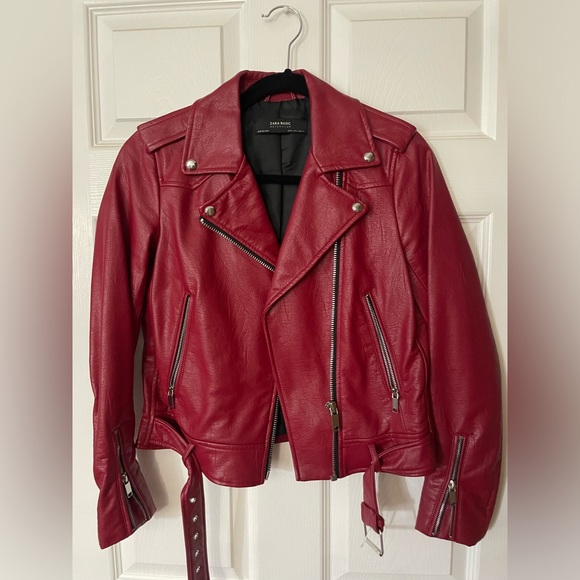 Zara faux leather red jacket - Picture 1 of 3